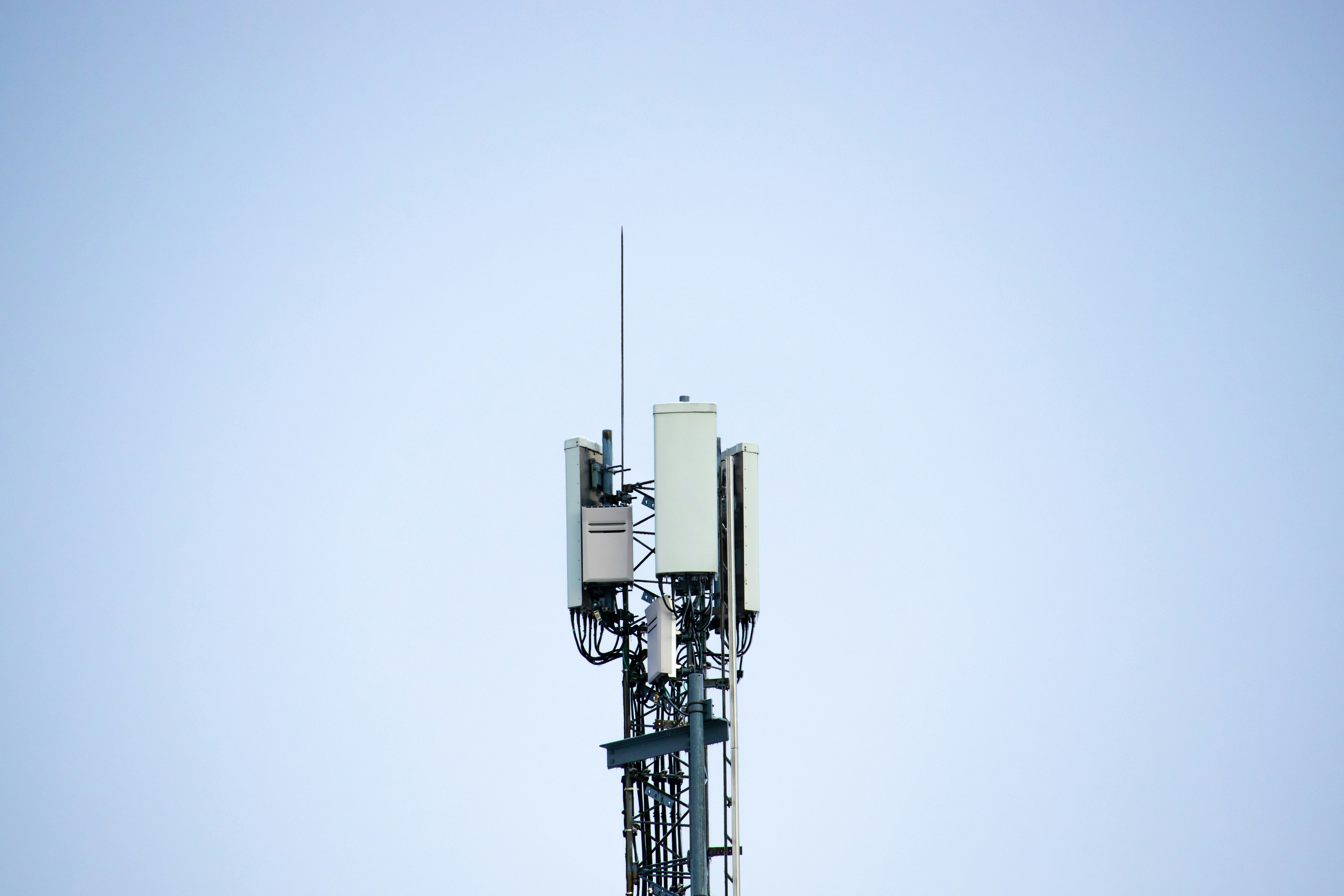 Close-up of 5G antenna panels — 5G towers pack more MIMO arrays than previous generations