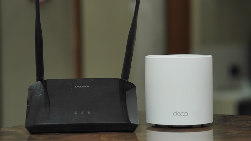 Modern WiFi router in a home setting