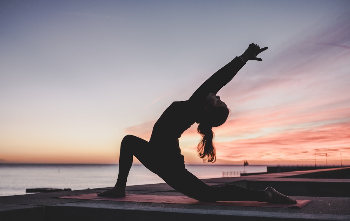 Yoga mat on floor in serene room